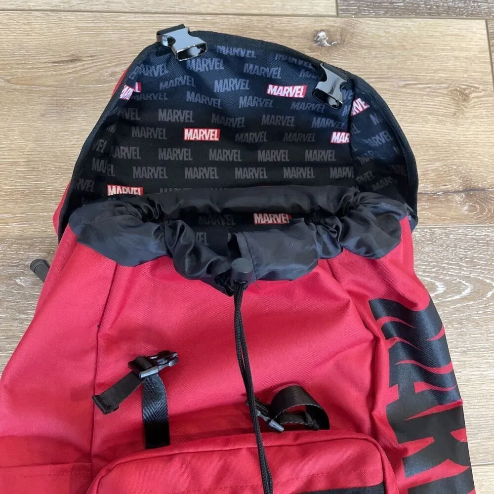 Disney Marvel Backpack Point Red Marvel Logo Tokyo WDW Zipper Drawstring Travel